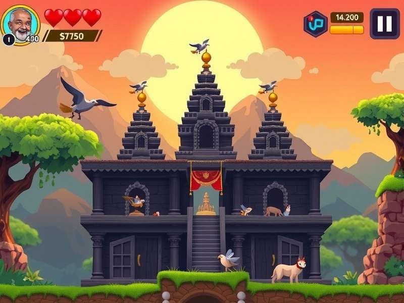 Temple Pixel Flight Game Screenshot